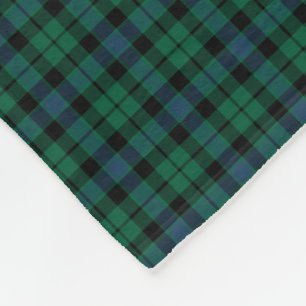MacKay Clan Green, Blue and Black Tartan Fleece Blanket
