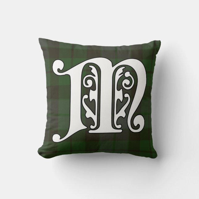 MacKay Clan Tartan Monogram Throw Pillow (Front)