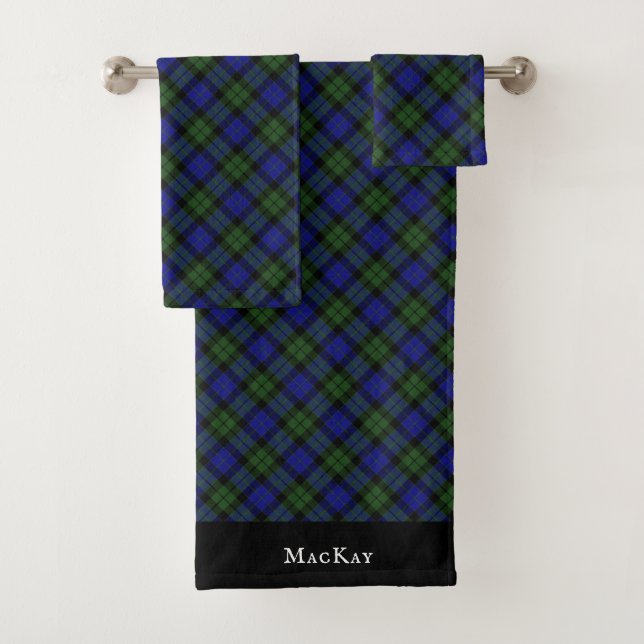 MacKay Green Scottish Clan Tartan Plaid Bath Towel Set (Insitu)