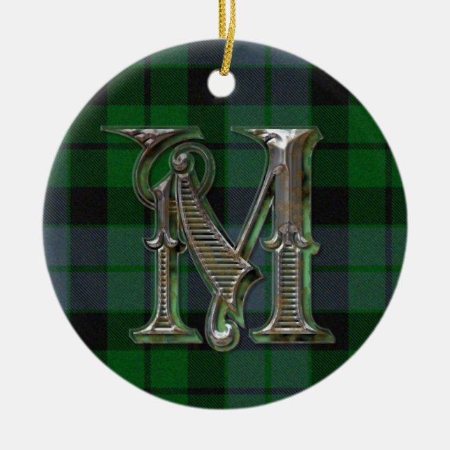 MacKay Plaid Monogram ornament (Front)
