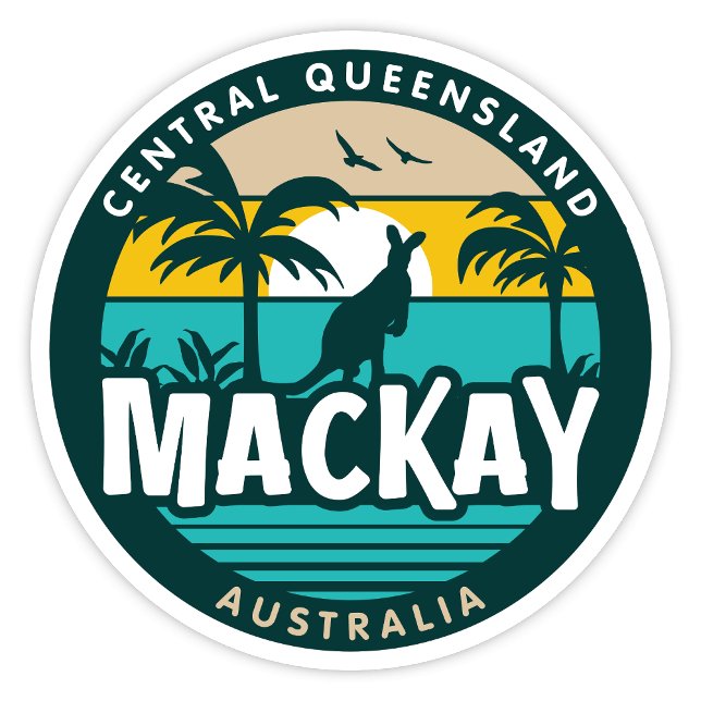 Mackay, Queensland Australia Sticker (Mackay, Central Queensland Australia Retro Round Sticker)