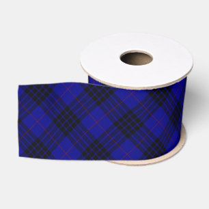 MacKay tartan blue black plaid Grosgrain Ribbon