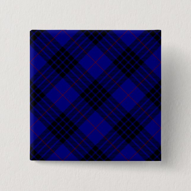 MacKay tartan blue black plaid Pinback Button (Front)