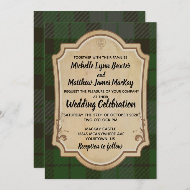 MacKay Tartan Wedding Invitation (Front/Back)
