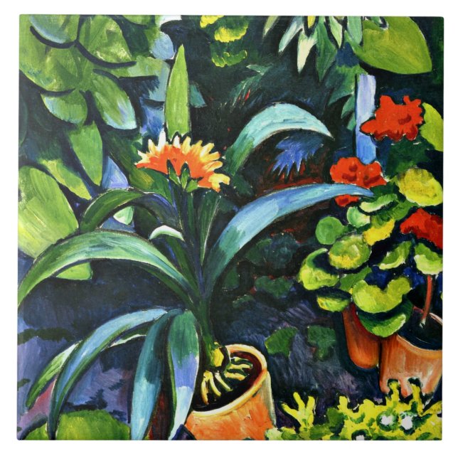 Macke - Flowers in the Garden Ceramic Tile (Front)