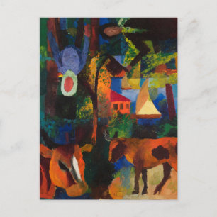 Macke - Landscape with Cows, Sailboat, and... Postcard