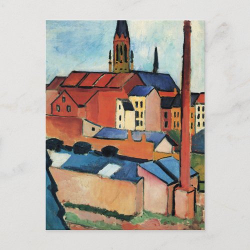 Macke _ St Marys with House and Chimney Postcard