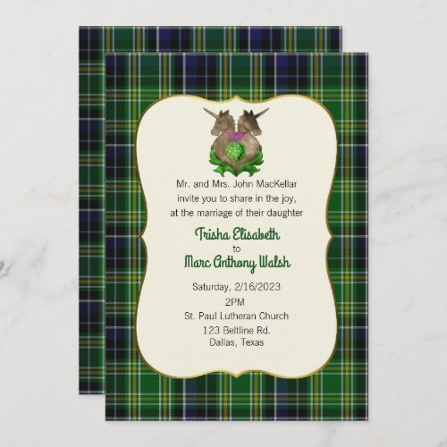 MacKellar Clan Scottish Symbols Wedding Invitation