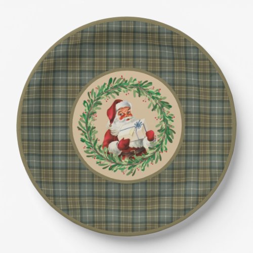 MacKellar Clan Tartan and Santa Wreath Paper Plates
