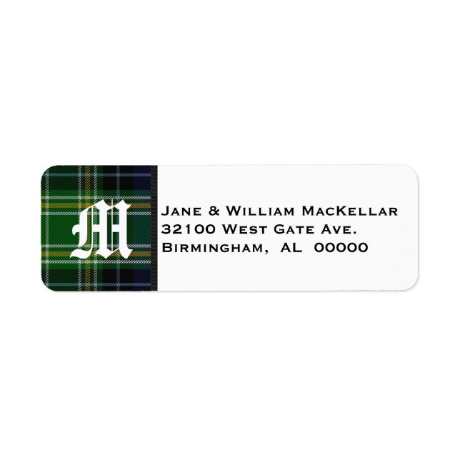 MacKellar Tartan Plaid Monogram Address Labels (Front)