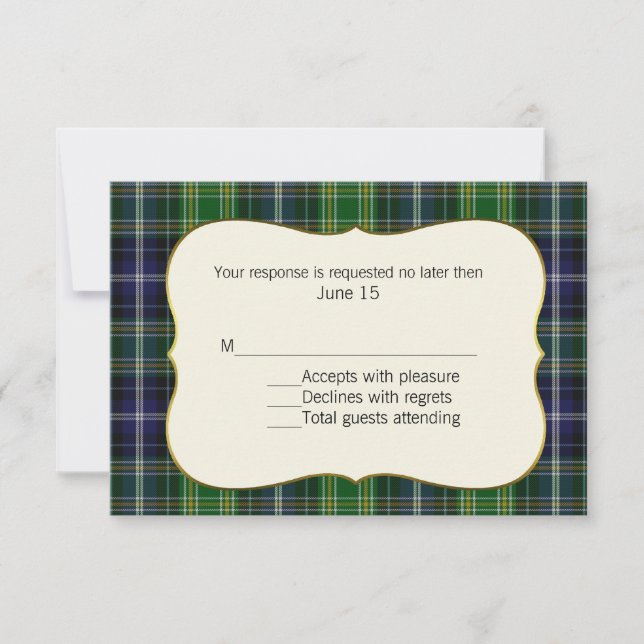 MacKellar Tartan Plaid Wedding RSVP Card (Front)