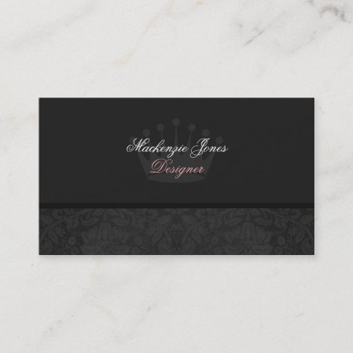 Customizable Mackenzie #3 Black Damask Chic Business Card