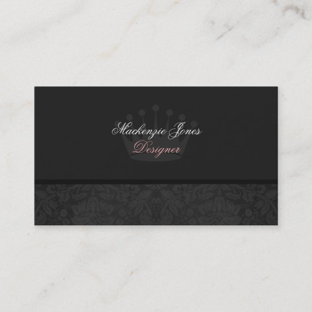 Mackenzie #3 Black Damask Chic Business Card (Front)