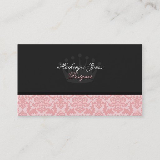 Customizable Mackenzie #3 Pink &amp;Black Damask Chic Business Card