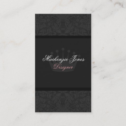 Customizable Mackenzie #4 Black Damask Chic Business Card
