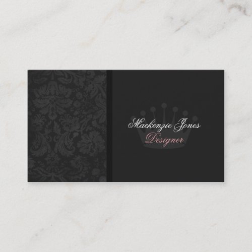 Mackenzie Black Damask Chic Business Card
