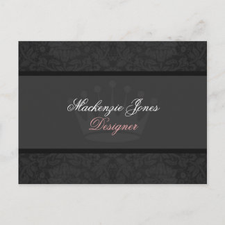 Mackenzie Black Damask Chic Postcard