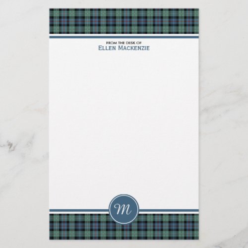 Mackenzie Clan Ancient Tartan Monogram Stationery