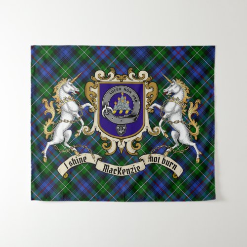 MacKenzie Clan Badge  Unicorns wTartan  Tapestry