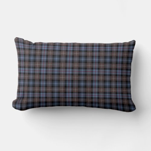 Mackenzie Clan Blue and Brown Scottish Tartan Lumbar Pillow