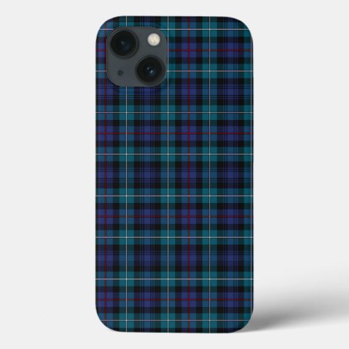 Mackenzie Clan Blue and Turquoise Modern Tartan iPhone 13 Case