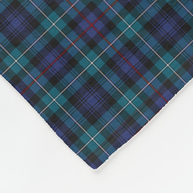 Mackenzie Clan Blue and Turquoise Modern Tartan Fleece Blanket (Corner)