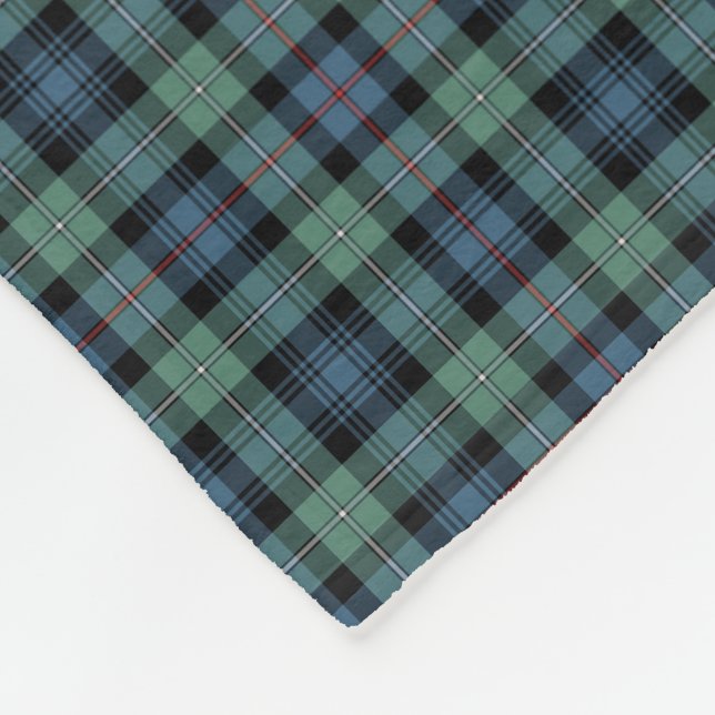 Mackenzie Clan Light Green and Blue Ancient Tartan Fleece Blanket (Corner)