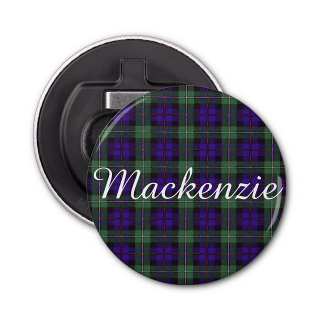 Mackenzie clan Plaid Scottish tartan Bottle Opener (Front)
