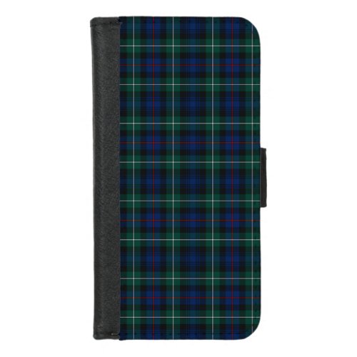 Mackenzie Clan Royal Blue and Forest Green Tartan iPhone 87 Wallet Case