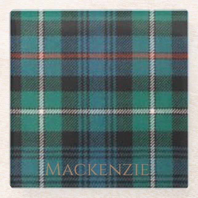 Mackenzie Clan Tartan Glass Coaster (Front)