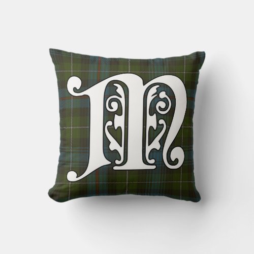 MacKenzie Clan Tartan Monogram Throw Pillow