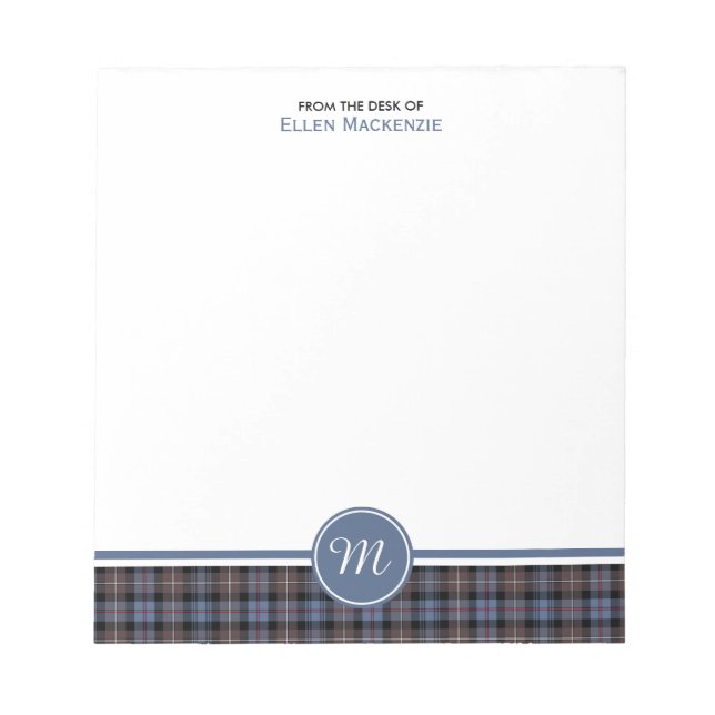 Mackenzie Clan Weathered Tartan Monogram Note Pad (Front)