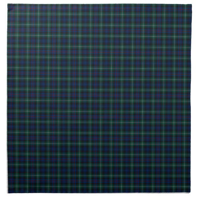 Mackenzie Family Tartan Dark Green and Blue Plaid Napkin (Front)