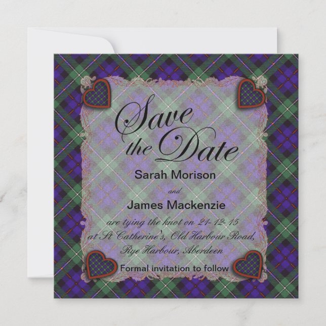 Mackenzie Scottish clan tartan - Plaid Save The Date (Front)