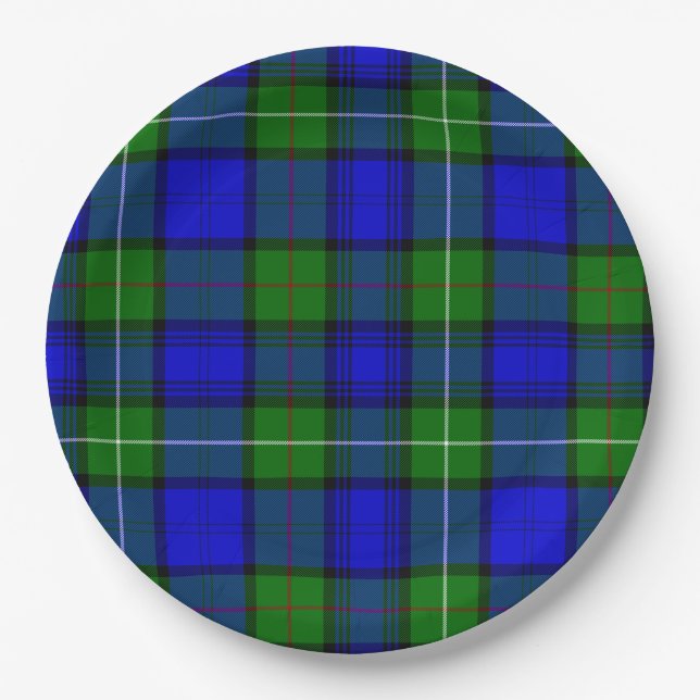 MacKenzie tartan blue green plaid Paper Plates (Front)