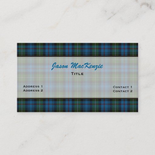 Customizable MacKenzie Tartan Plaid Custom Business Card