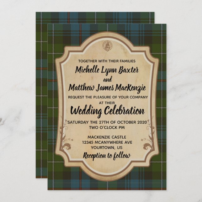 MacKenzie Tartan Wedding Invitation (Front/Back)