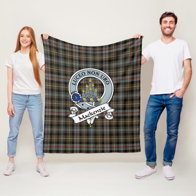 MacKenzie Weathered Clan Badge Tartan Plaid Fleece Blanket (In Situ)