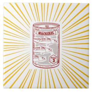 Mackerel Canned fish pop art Ceramic Tile