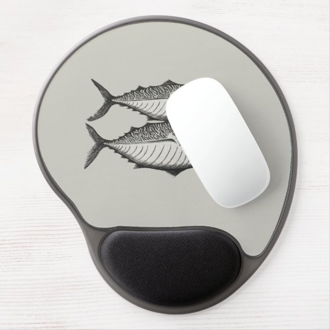 Mackerel etching mousemat gel mouse pad (Left Side)