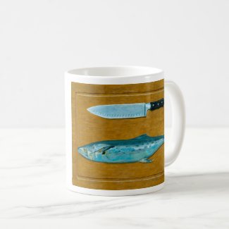 Mackerel on Cutting Board Mug