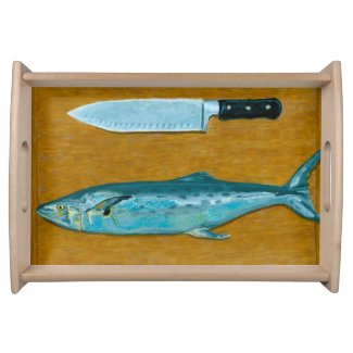 Mackerel on Cutting Board Serving Tray
