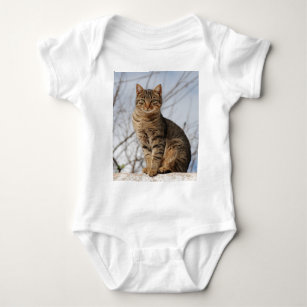 Mackerel Tabby Cat Baby Bodysuit