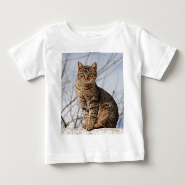 Mackerel Tabby Cat Baby T-Shirt (Front)