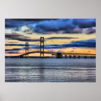 Mackinac Bridge #1155 Blue Poster