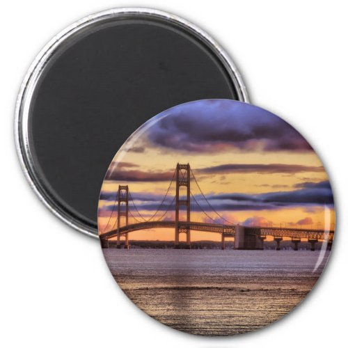 Mackinac Bridge 1155 Gold Magnet