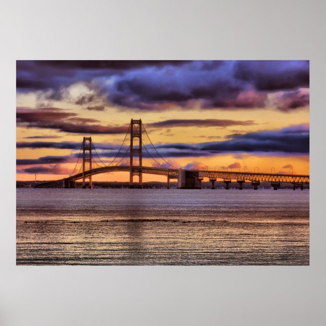 Mackinac Bridge #1155 Gold Poster (Front)