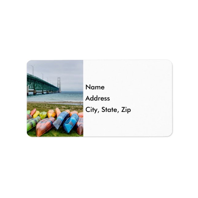 Mackinac Bridge And Canoes Address Labels (Front)