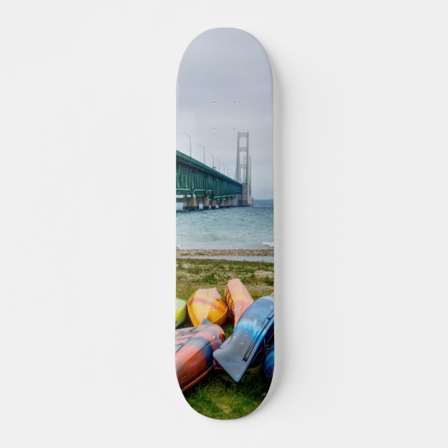 Mackinac Bridge And Canoes Skateboard (Front)