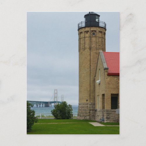 Mackinac Bridge and Lighthouse Postcard